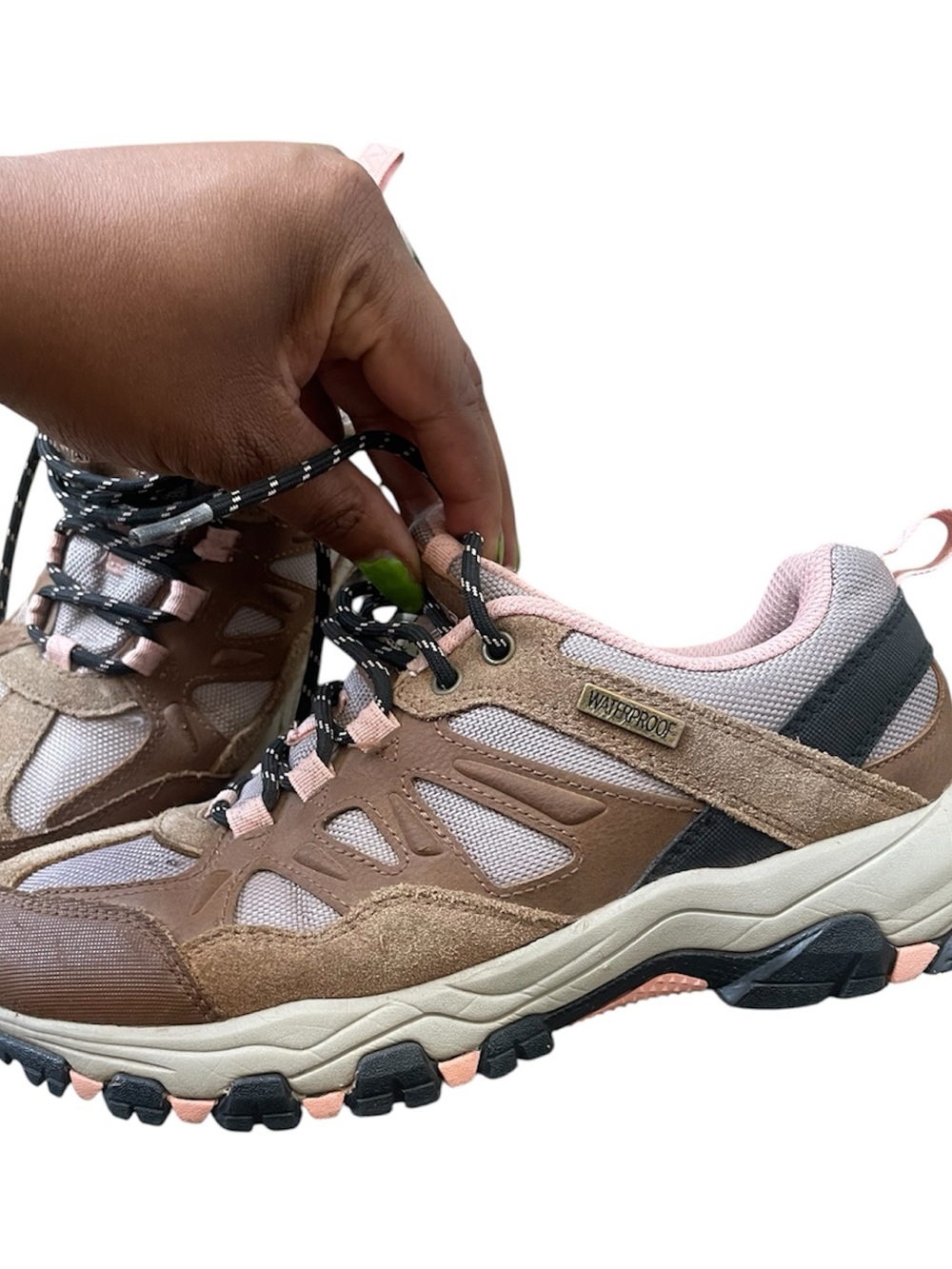 Skechers Brown and Pink Outdoor Waterproof Athletic Sneakers - Picture 2 of 6